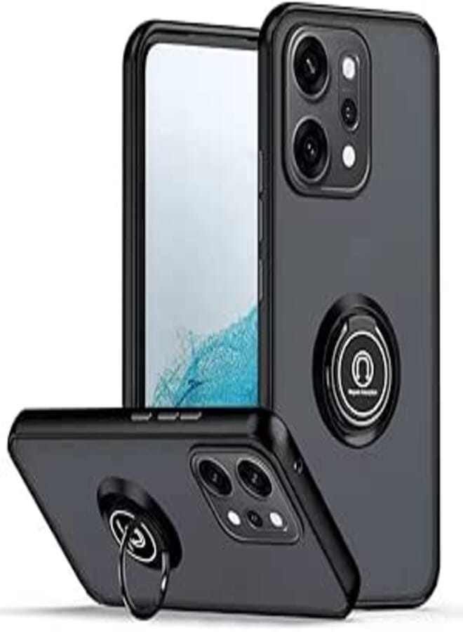 Fascination phone case cover compitable with oppo reno 14 5G matte acrylic+pc+tbu luxury Protective Case with 360° Ring, Shockproof Cover Case, for oppo reno 14 5G (Black)